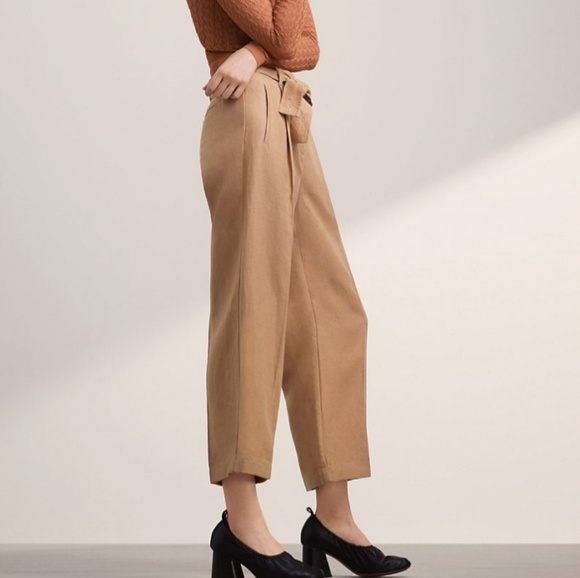 Aritzia Wilfred Cauchy Linen Pants 00 Light Camel - Picture 2 of 5